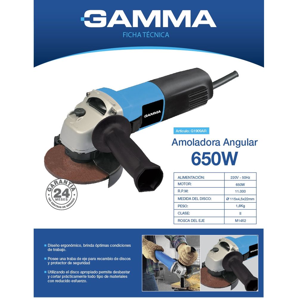 Esmeril Angular Con 6 Velocidad Modelo 115 Potencia 1250w