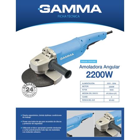 Redada cavar compensar Amoladora angular - 2200w | Gamma Market - gammaherramientasar