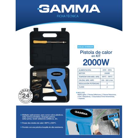 Pistola De Calor Gamma 2000w Kit G1936KAR - GAMMA HERRAMIENTAS ELECTRICAS -  Megatone
