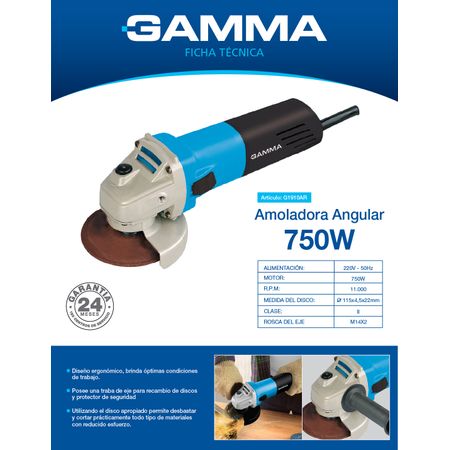Amoladora Angular - 750w  Gamma Market - gammaherramientasar